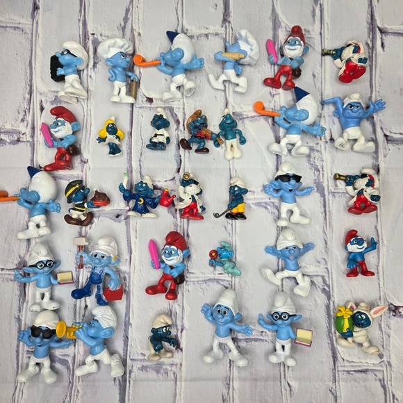 Vintage Smurfs Peyo Schleich Figurines Lot of 32 Collectibles 1980s 2011 2013